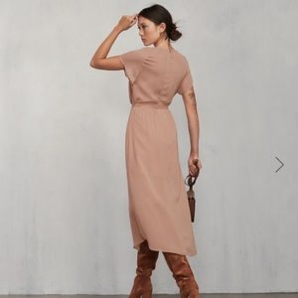 Reformation Thalia blush pink tulle midi dress 2P - Picture 3 of 8